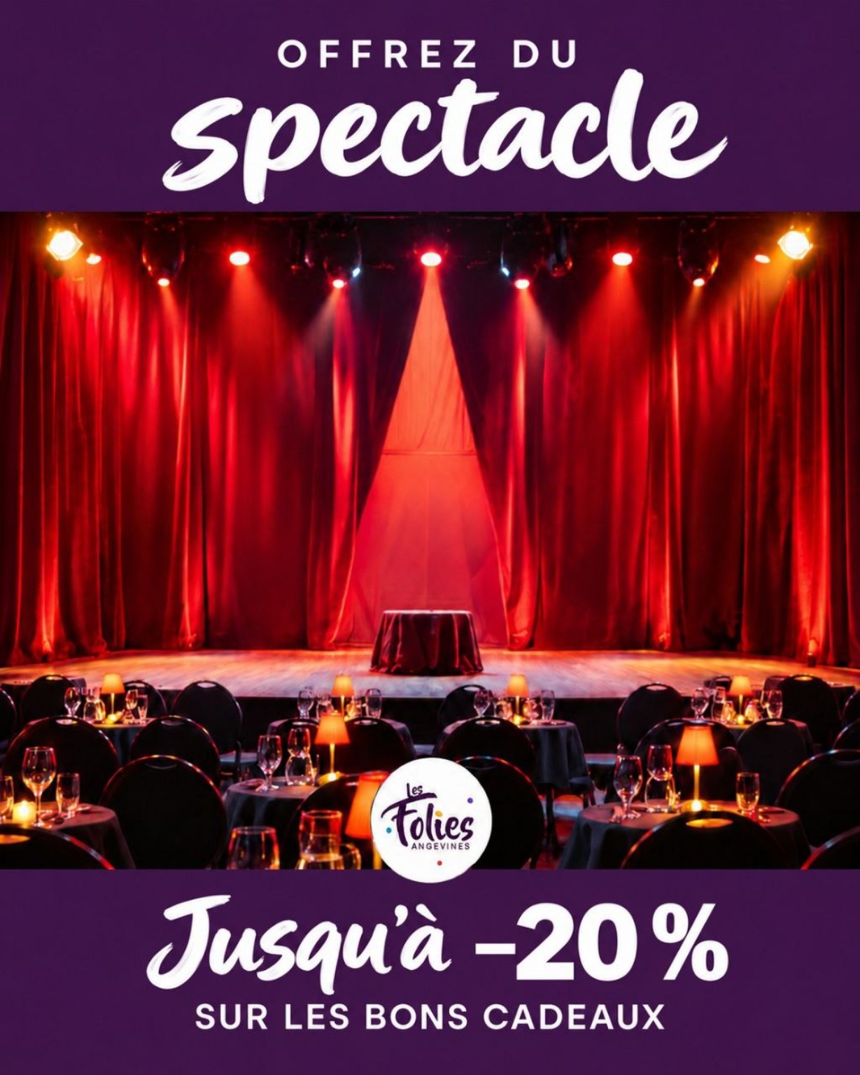Offrez du spectacle : jusqu’à −20 % sur les bons cadeaux des Folies Angevines, dans une ambiance de café-spectacles